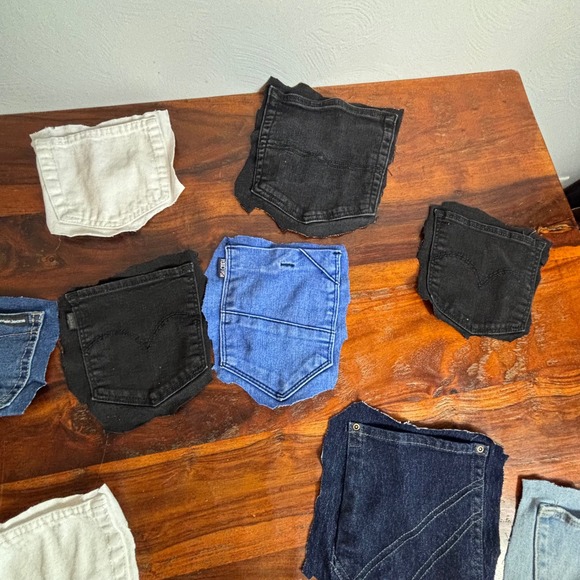 15pc Mixed Denim Jean Pockets Lot Levi's Wrangler Calvin Klein DIY Upcycle Craft - Picture 4 of 7